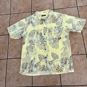 Men's Yellow Tropical Print Short-Sleeve Shirt - Puritan
